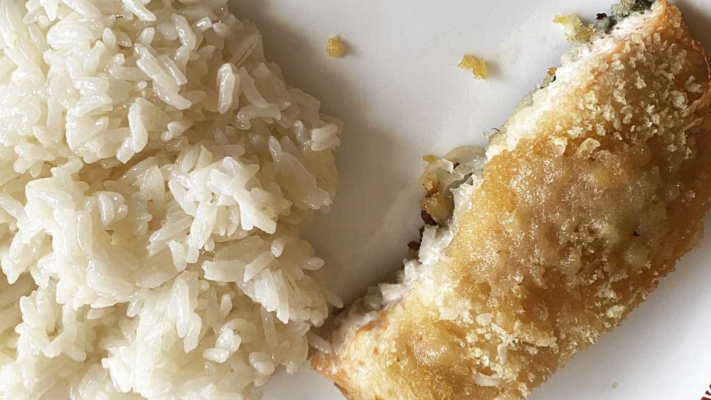 Salmão Assado Com Crosta de Coco