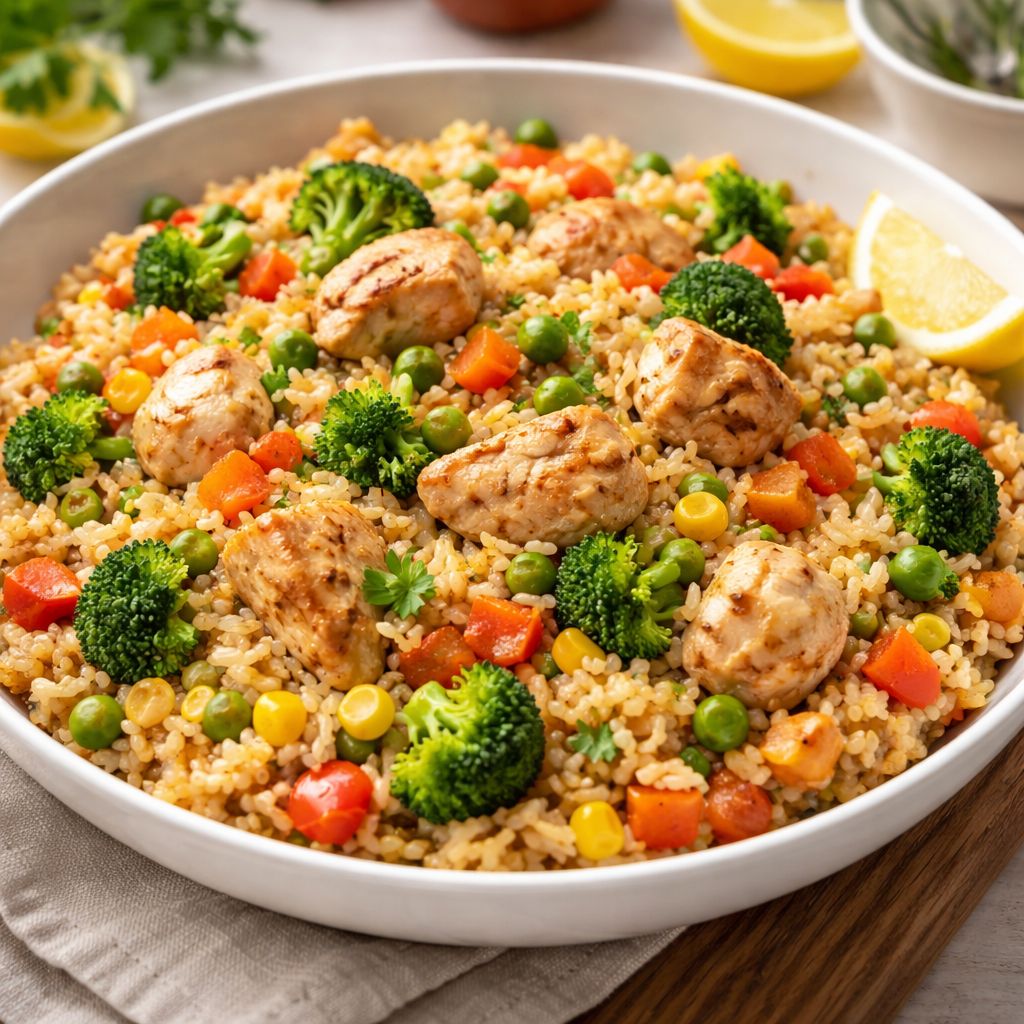 Almoço Simples e Barato Fácil: Arroz de Frango com Legumes