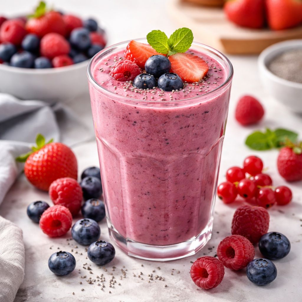 Receita de Smoothie de Frutas Vermelhas Simples para o Dia a Dia
