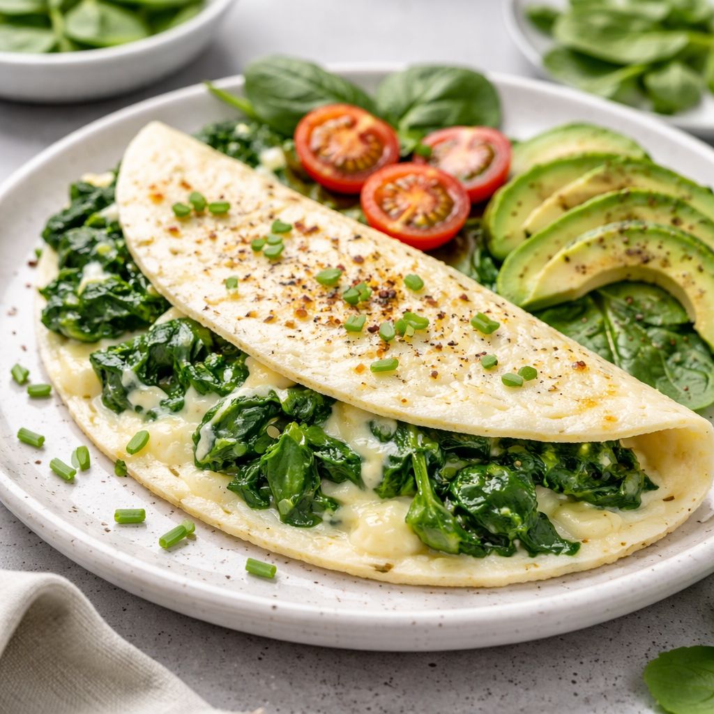 Receita Fitness Para Ganho de Massa: Omelete de Claras com Espinafre e Queijo